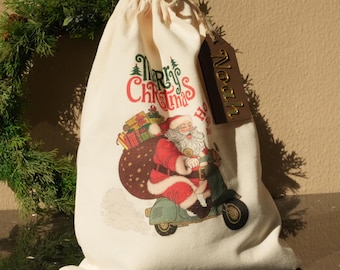 Personalisierter Nikolaussack, Benutzerdefinierte Weihnachtsgeschenktasche für Kinder, Urlaub in Nikolaussack, Heiligabend Tasche, Weihnachtsgeschenk für Kinder