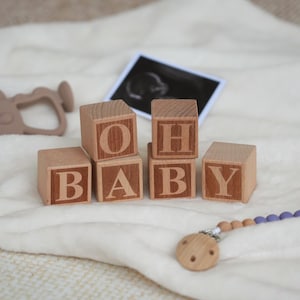 刻印入りブナ材ベビーブロック：「OH BABY」ベビールーム装飾