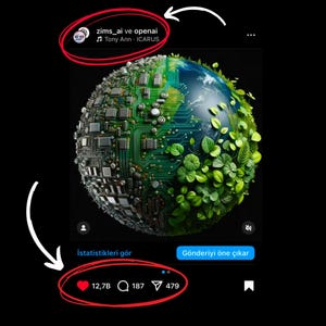 La tecnología se encuentra con la naturaleza / Arte digital generado / Impresión ecológica futurista / Concepto de futuro sostenible