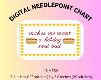 Makes Me Want A Hotdog Real Bad Needlepoint Chart PDF