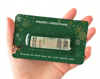 Merry Christmas Cash Holder – Funny Money Tube Gift, Green Holiday Card for Adults