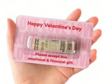 Happy Valentine’s Day Cash Gift Card, Funny Money Holder, Emotional & Financial Gift for Couples