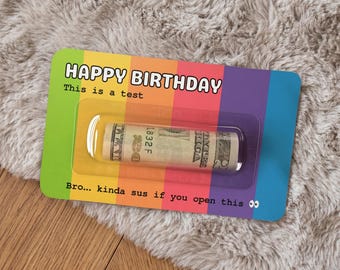 Funny Birthday Money Card, Humorous Cash Holder, Gag Gift for Him, Sus Joke Card