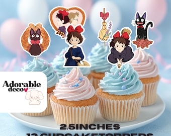 Kiki  Delivery Service Cupcake toppers | Black cat
