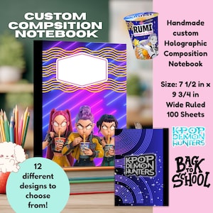 Custom K-Pop Demon Hunters HUNTRIX Composition Notebook Huntr/x, Saja, Custom Journals, Back to School