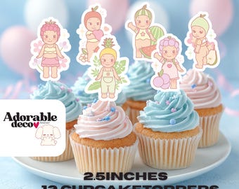 Sonny Angel Cupcake Toppers: Pastel Party Decorations, Set of 12