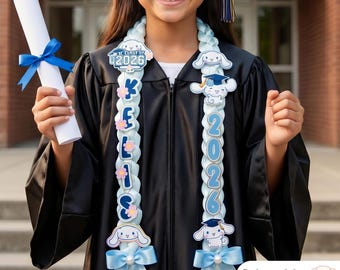 Cinnamon roll Graduation Lei 2026 | Custom Character Graduation Ribbon Lei | Elementary, Middle School, High School Graduation Gift