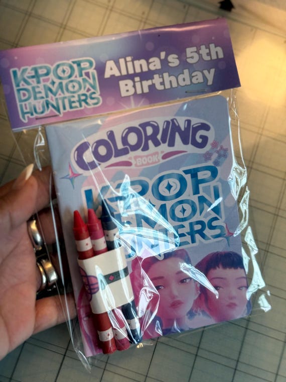 Mini coloring book| activity book favors| huntrix party|custom favor coloring books K-pop Demon Coloring Kits Party