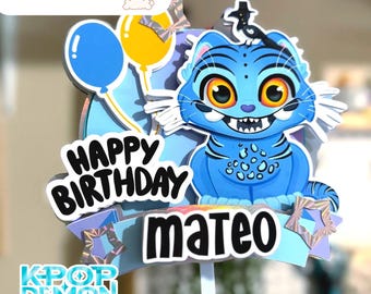 Blue Tiger Cake Topper Party