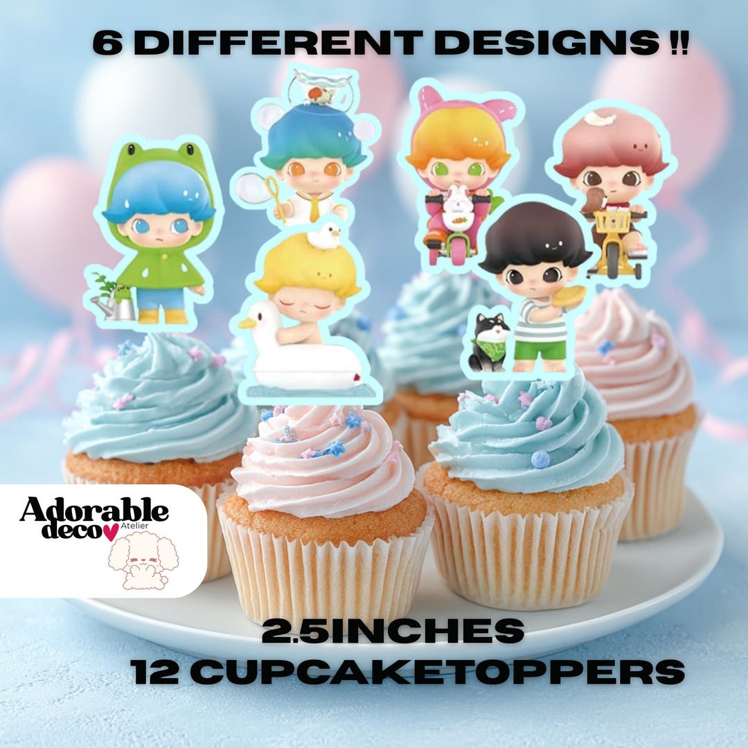 12 Dimoo Cupcake Toppers – 2.3” Cute Kawaii Party Decorations – Dimoo ...