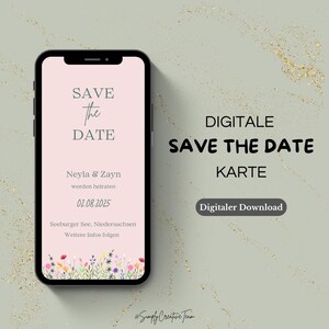 デジタル Save-the-Date カード – WhatsApp などに最適なモダンな結婚式招待状