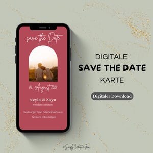 デジタル Save-the-Date カード – WhatsApp などに最適なモダンな結婚式招待状