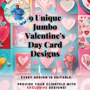 Design digitale per biglietto di San Valentino Jumbo – Artigianato stampabile per creativi fai da te