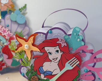 Boîte à friandises d'anniversaire La petite sirène Ariel - Cadeau princesse sirène