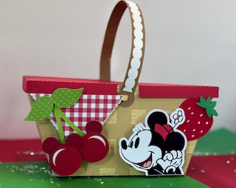 Panier de pique-nique fait main Minnie Mouse | Boîte à friandises sur le thème de Disney