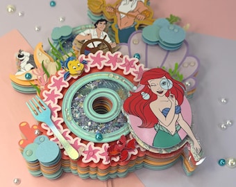 Décoration de fête d'anniversaire La petite sirène Ariel 3D sous la mer