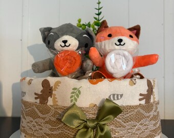 Woodland one Tier themed Diaper Cake