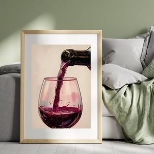 Wine Digital Art,  Feminine Wine Printable Art, Lady Wine Vibrant Print, Pouring Red Wine Art, Wine Wall, Wine Lover Digital Art, Wine Club