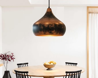 Oxidized Rustic Copper Pendant Light, Farmhouse Kitchen Island Lighting