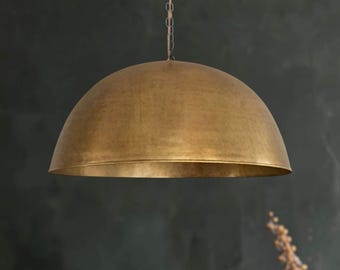Kuppelförmige Pendelleuchte aus massivem Messing, Kücheninselleuchte aus Bronze, handgefertigte Deckenleuchte