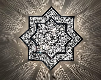Handmade Brass Star Light Fixture – Unique Flush Mount Ceiling Lamp or Wall Sconce