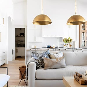 Solid Brass Dome Pendant Light, Bronze Kitchen Island Light Fixture, Handmade Ceiling Lamp image 4