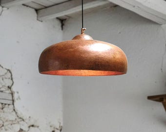 Round Copper Pendant Light Kitchen Island, Rustic Farmhouse Hanging Ceiling Lighting