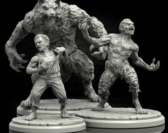 Werewolf Tabletop Resin Miniature 28mm Scale- Twilight of The Cursed Moon by Adaevy Creations