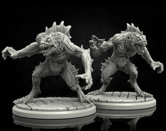 2 x Deep Ones Lovecraft Resin Miniature - Twilight of The Cursed Moon by Adaevy Creations