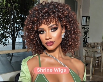 Darkest Brown Short Curly Tapered Wig. Heat Resistant Curls  display picture 1