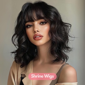 14 Inch Curly Hair With Bangs Wig - Etsy display picture 2