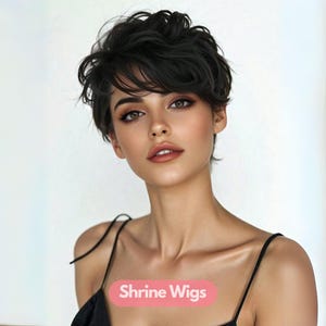 Black Wig, Women Short Hair Wigs, Synthetic Fiber Wig, Short Wig For Women, Short Style Wig, Party Wig, Wig With Bang, Short Mullet Head Wig