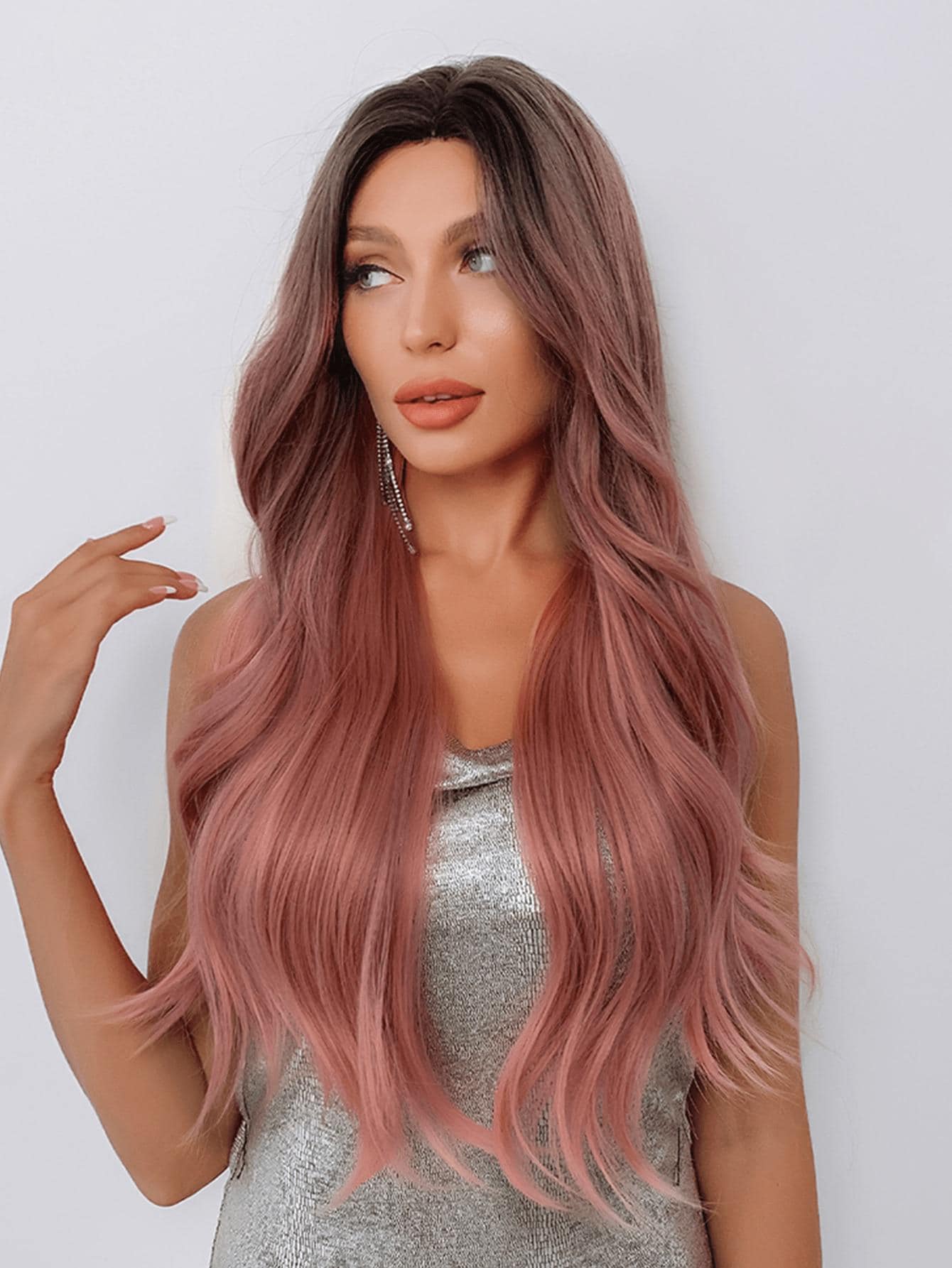 Pink Wig, 26 Inch Butterfly Haircut Long Curly Wigs  display picture 3