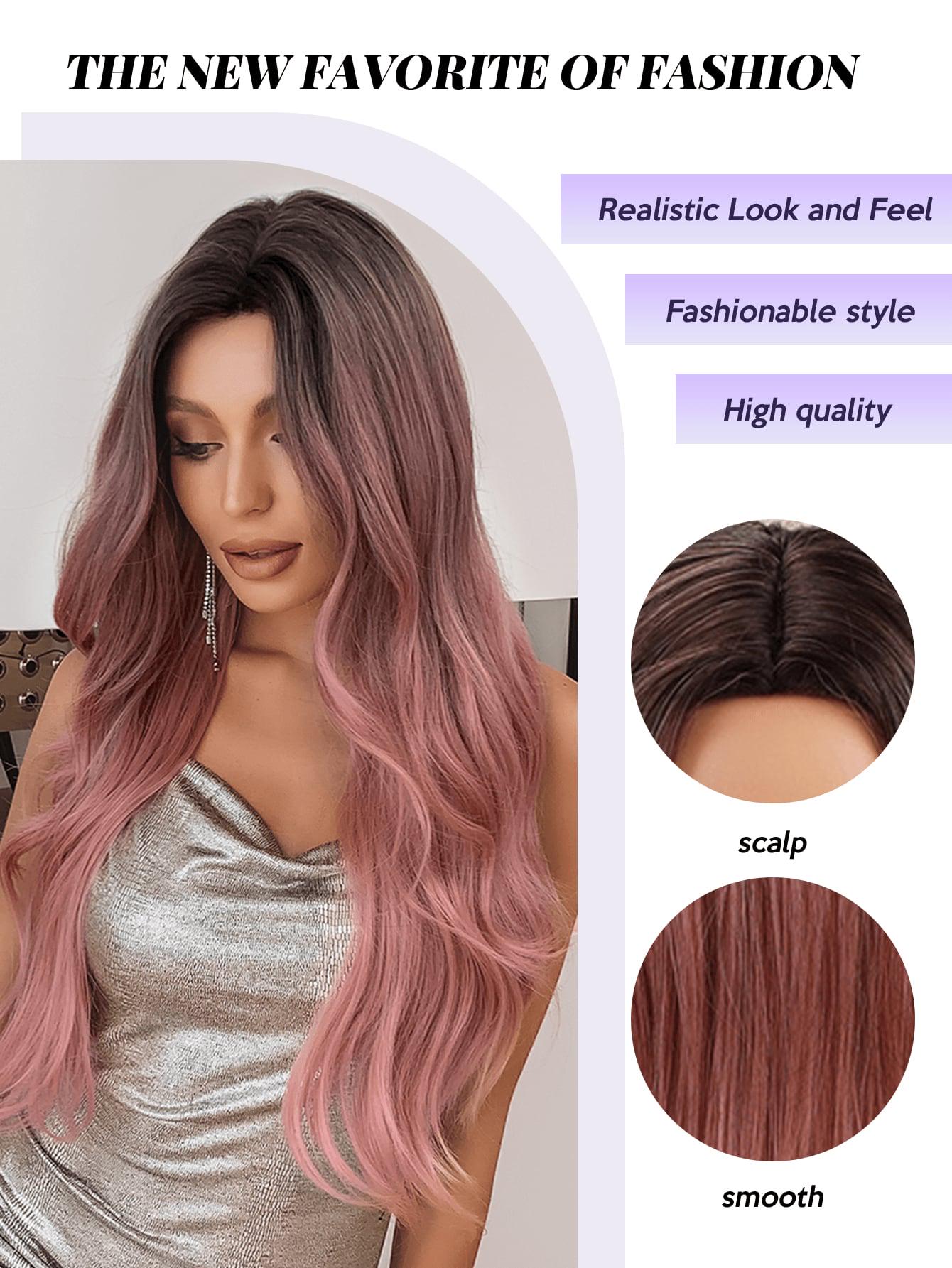 Pink Wig, 26 Inch Butterfly Haircut Long Curly Wigs  display picture 3