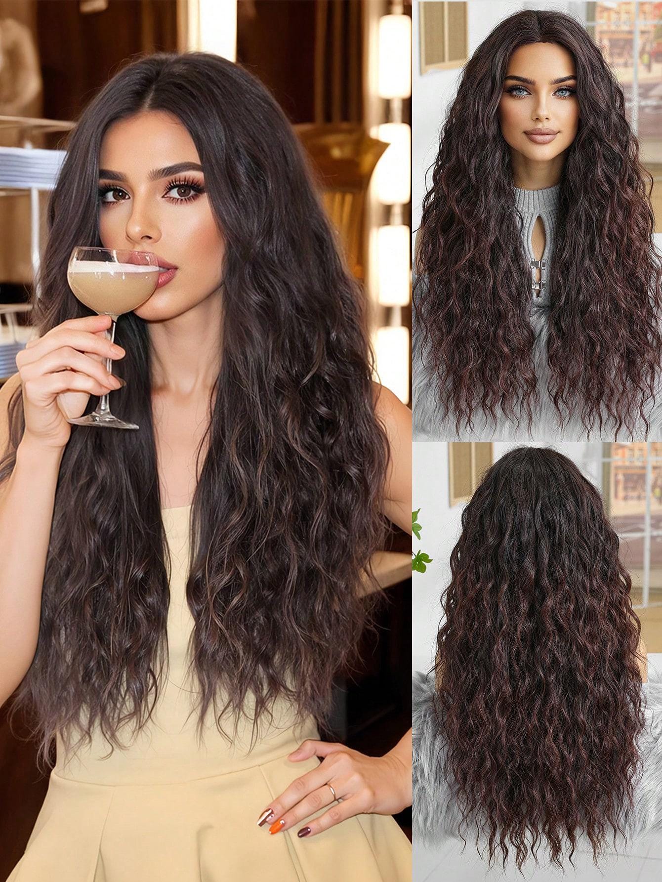 28 Inch Curly Brown Wigs, Brown Hair, Curly Hair, Woman Wigs  display picture 3