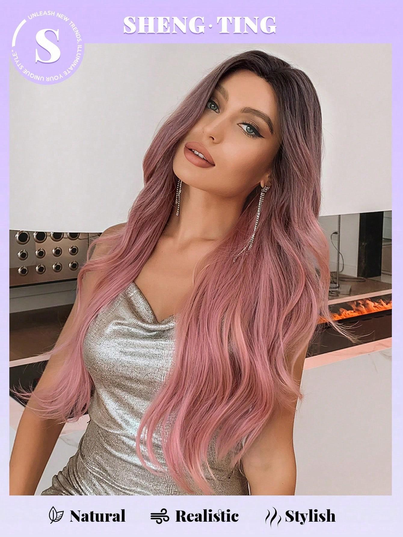 COPY - ✨NWT 26 Inch Butterfly Haircut Synthetic Wig ombré pink HEAR ME OUT… Butterfly Cut Wigs  main image 4
