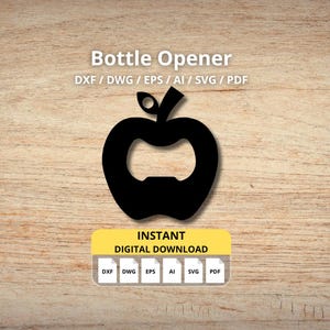 CNC Ready Apple Bottle Opener Cut Files: Laser, Plasma, Waterjet (Digital Download)