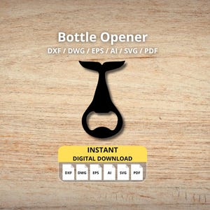 Whale Bottle Opener CNC Drawing | Vector Cut File | DXF, DWG, Ai | Digital Download