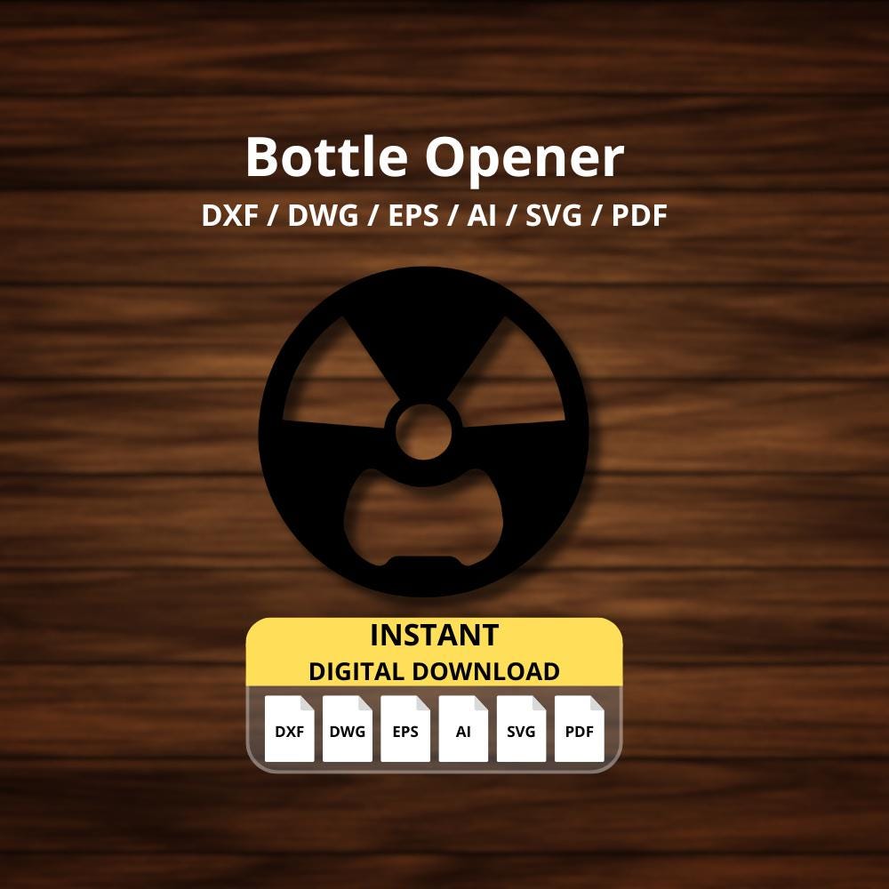 Radioactive Sign Bottle Opener Drawing | Plasma, Laser Cut Files | DXF ...