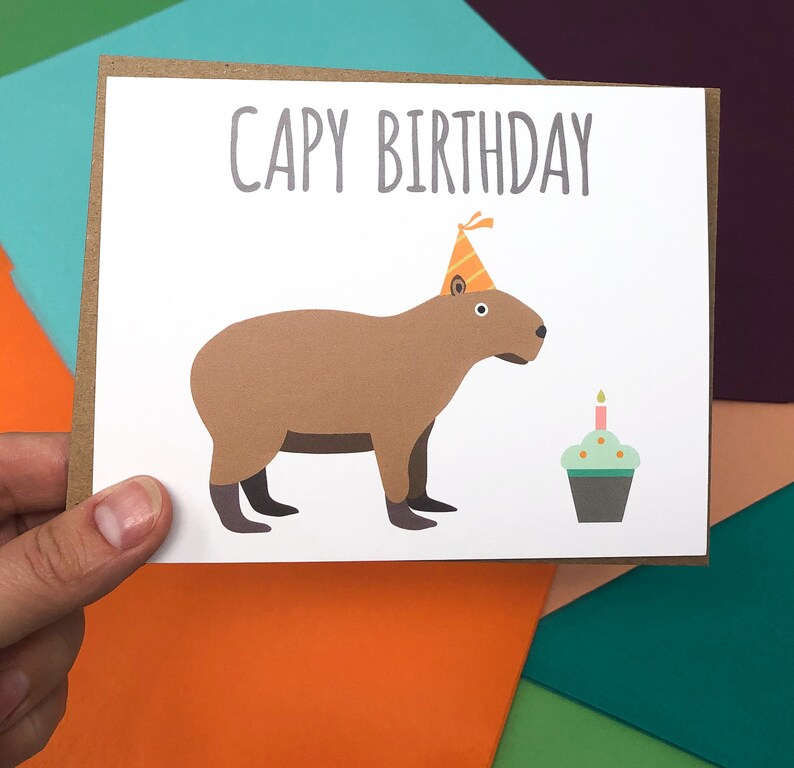 Capy Birthday Capybara Card Blank Inside Etsy