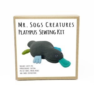 Gray Platypus Stuffed Animal Sewing DIY Kit - Beginner Level