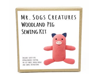 Woodland Pig Plush Toy Sewing Beginner DIY Kit