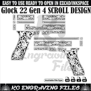 Glock 22 Gen 4 SCROLL DESIGN svg, découpé au laser, gravure laser, laser fibre, fichiers de gravure, motif laser, gravure, motif, art métallique
