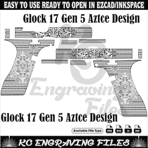 Glock 17 génération 5 AZtce Design svg découpé au laser, gravure laser, laser fibre, fichiers de gravure, motif laser, gravure design, motif, art métallique