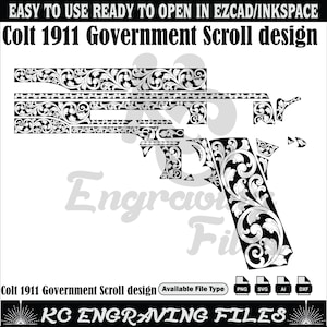 Colt 1911 Gouvernment Design Lasercut, Lasergravur, Faserlaser, Gravurdateien, Lasermuster, Gravurdesign, Gravurmuster, Metallkunst