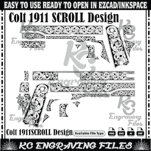 COLT 1911 SCROLL DESIGN svg, Lasercut, Lasergravur, Faserlaser, Gravurdateien, Lasermuster, Gravurdesign, Gravurmuster, Metalart