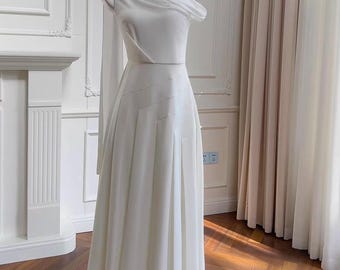 White One Shoulder Midi Dress | Asymmetric Party Gown - Etsy