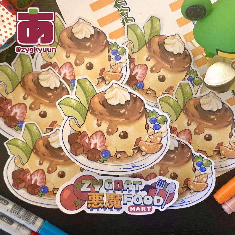 Sticker Pudding Handmade Die-cut Devil Purin Sticker | Pudding | Japanese Inspired ...