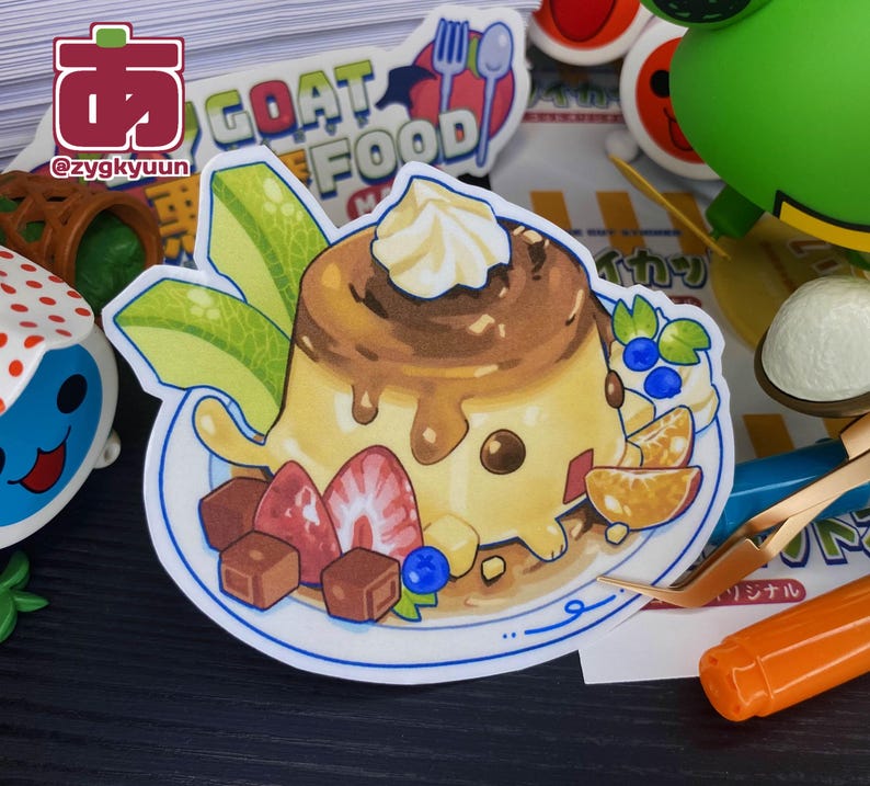 Sticker Pudding Handmade Die-cut Devil Purin Sticker | Pudding | Japanese Inspired ...