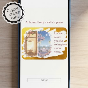 Invite for Romantic Candle Light Dinner for Two for Food Lovers and Passionate Cooks Appreciating Chef de Cuisines Digital Scratch-Off Card